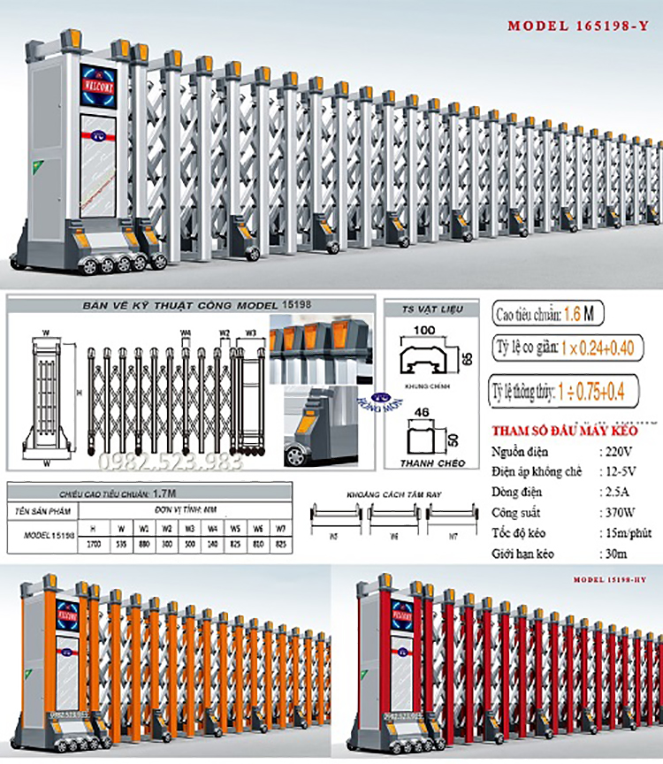 Cửa cổng xếp tự động model 15198