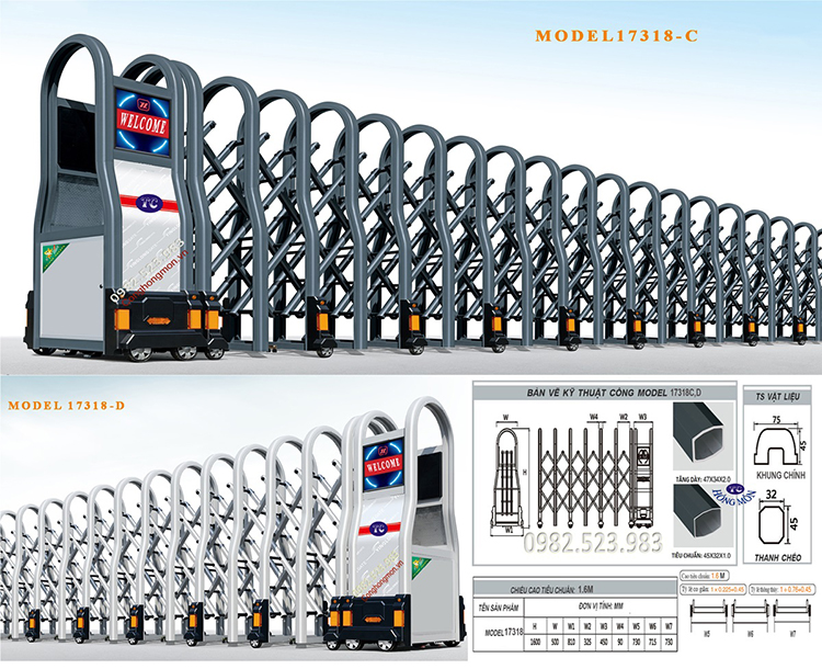 Cửa xếp hợp kim nhôm 17318-C-D