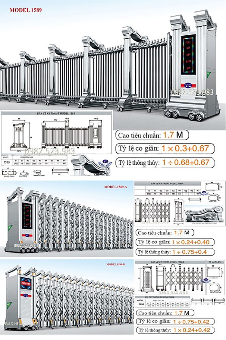 Cửa cổng điều khiển từ xa model 1589