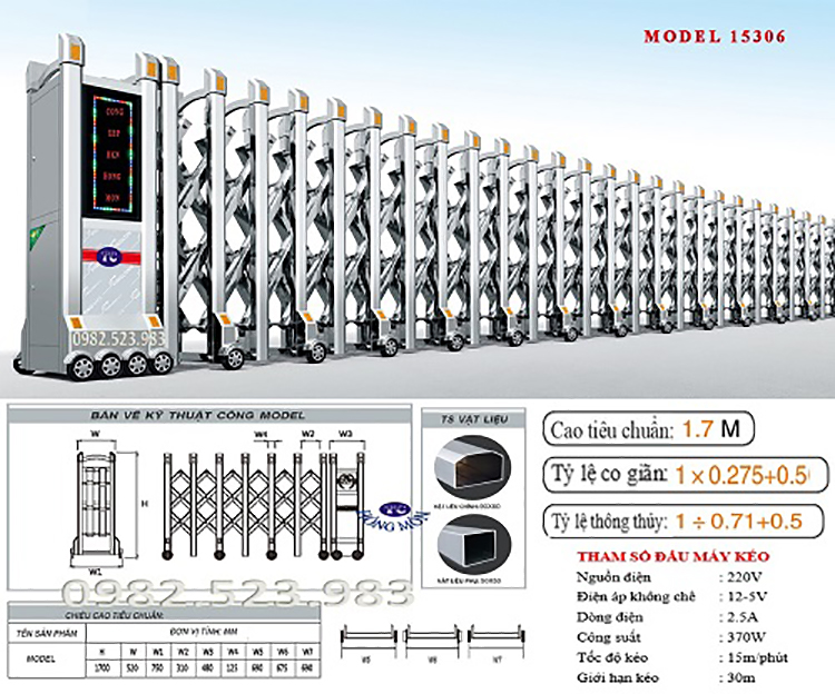 Cửa cổng xếp tự động model 15306