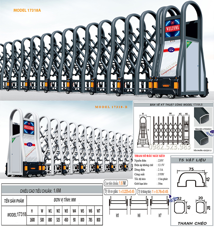 Cửa xếp hợp kim nhôm 17318-A-B