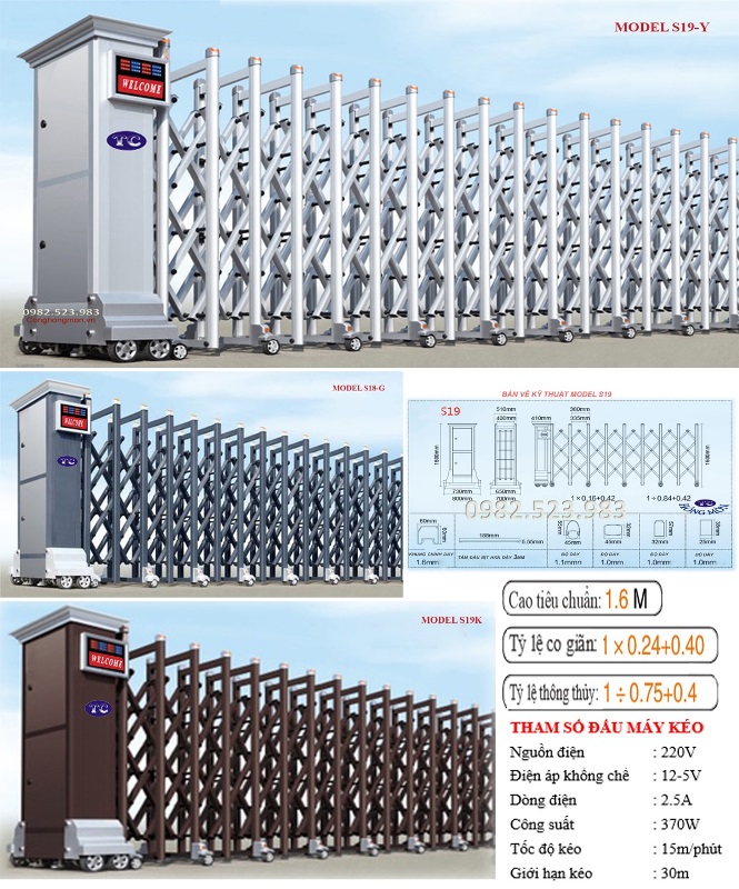 Hình ảnh cổng xếp giá rẻ và bản vẽ thông số cổng xếp S19 Hình ảnh cổng xếp giá rẻ và bản vẽ thông số cổng xếp S19