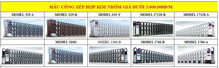 Bảng báo giá cổng xếp hợp kim nhôm giá rẻ