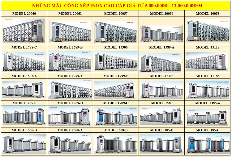 Bảng báo giá cổng xếp inox 304 cao cấp