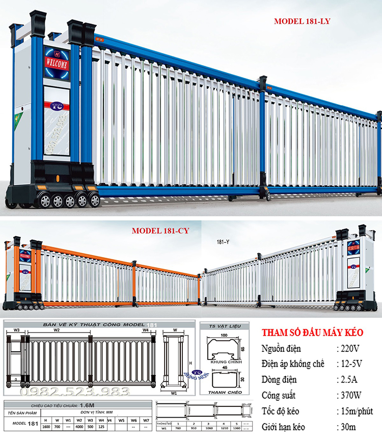 Mẫu cửa cổng lùa xếp lớp 181