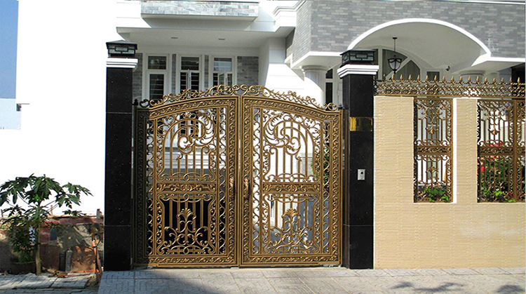 Cổng nhôm đúc mạ đồng