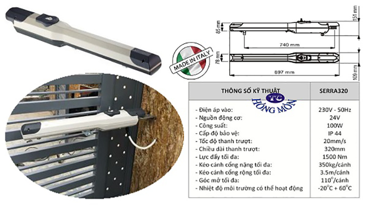 Cổng mở cánh tay đòn